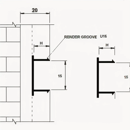 uPVC Render Groove, 3D view, secsion HiTechCons Render Groove