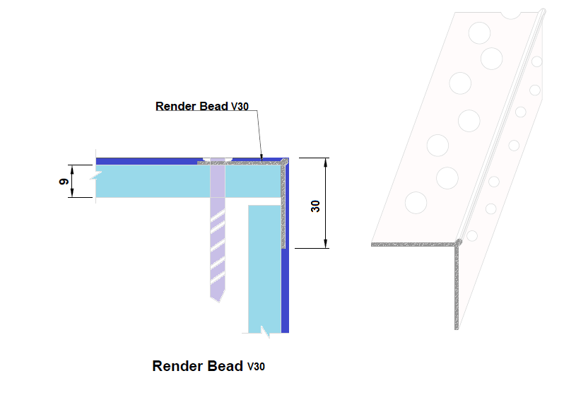 Render Bead V30, nẹp tô góc uPVC