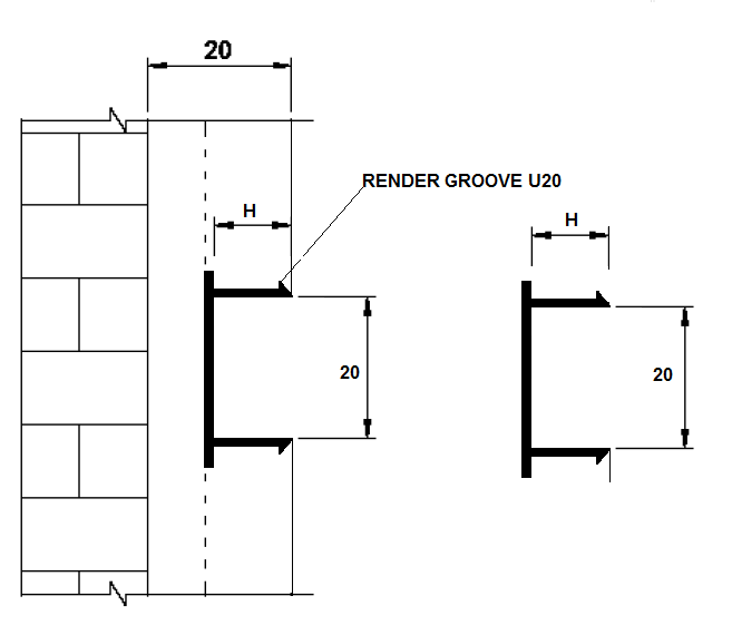 Render Groove - U20, upvc Render Groove