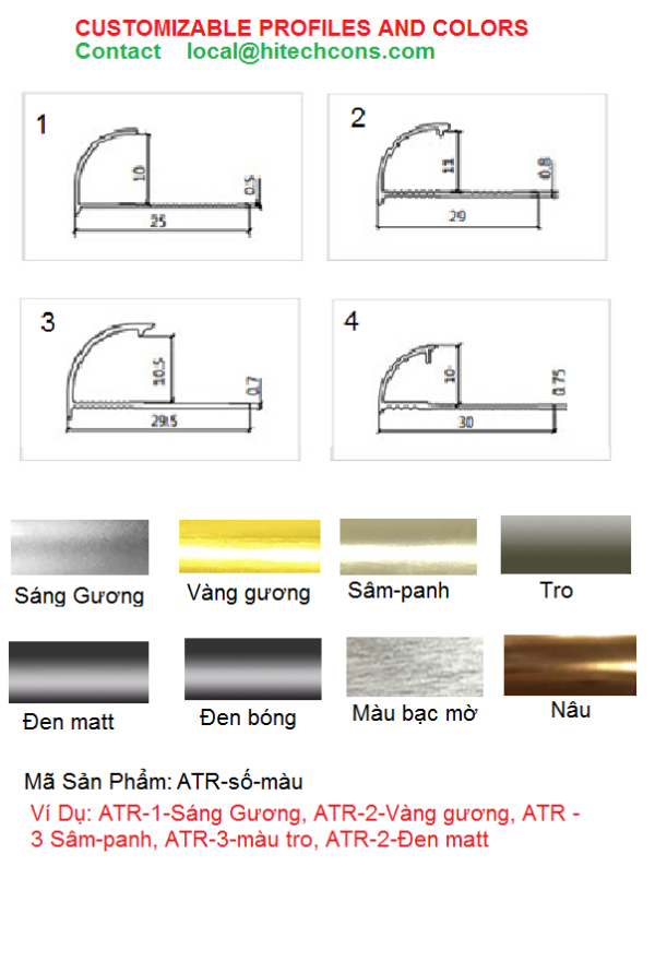 Viền Góc Nhôm Tròn 10-12 - Hitechcons.com