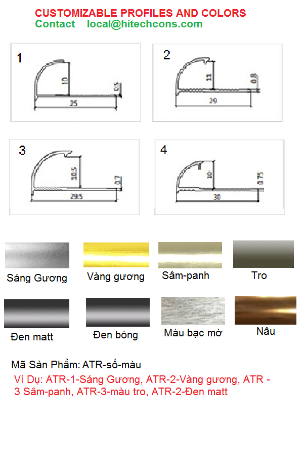 HiTechCons.com Aluminium Tile Trim Round Code